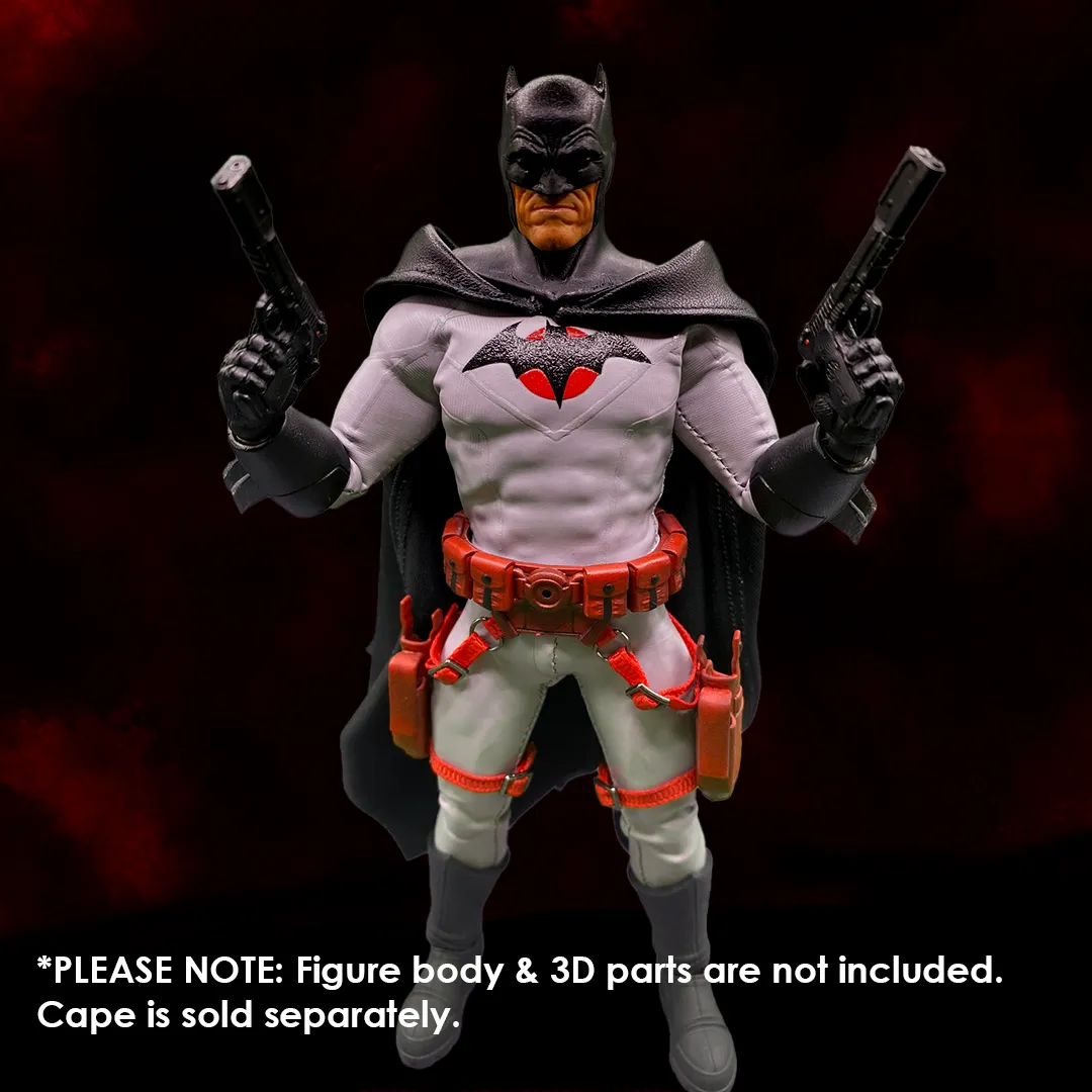 1:12 Scale Thomas Wayne Inspired Batman | Grey Suit with Black & Red Emblem | Tailored to Fit VToys