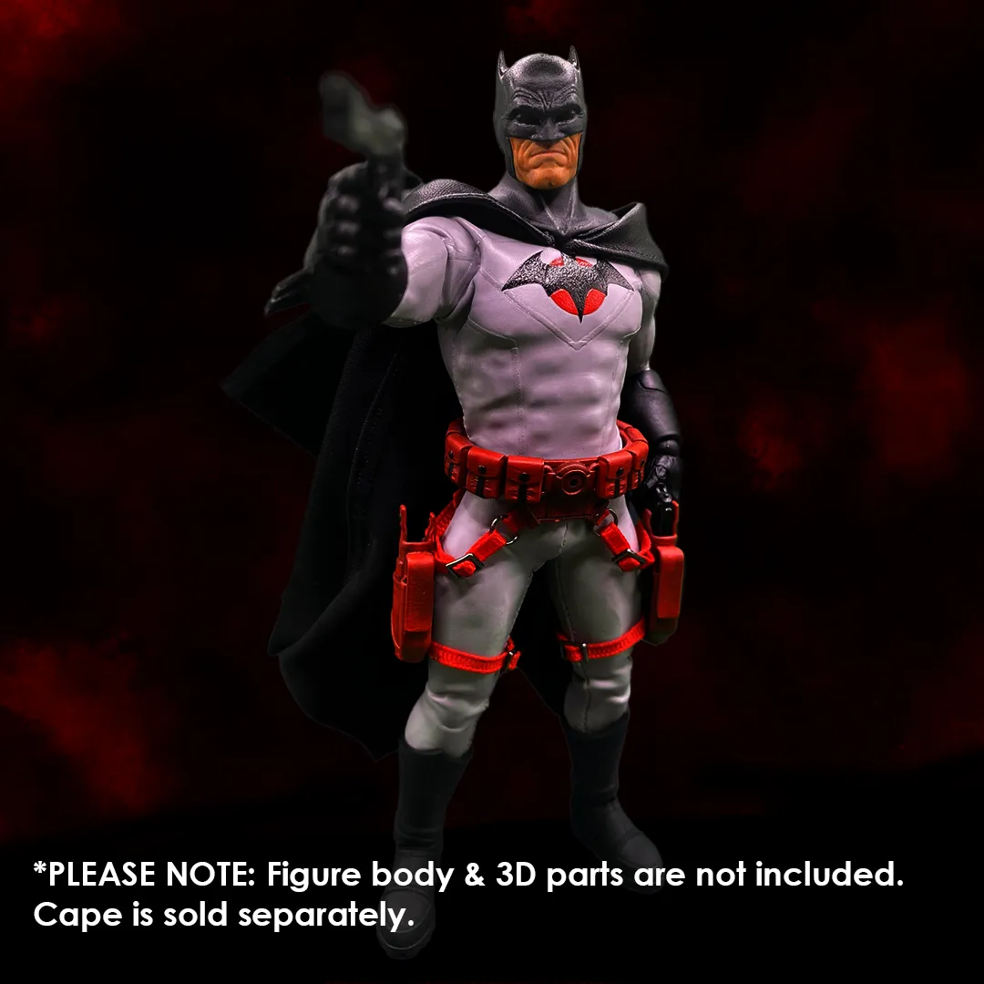 1:12 Scale Thomas Wayne Inspired Batman | Grey Suit with Black & Red Emblem | Tailored to Fit VToys