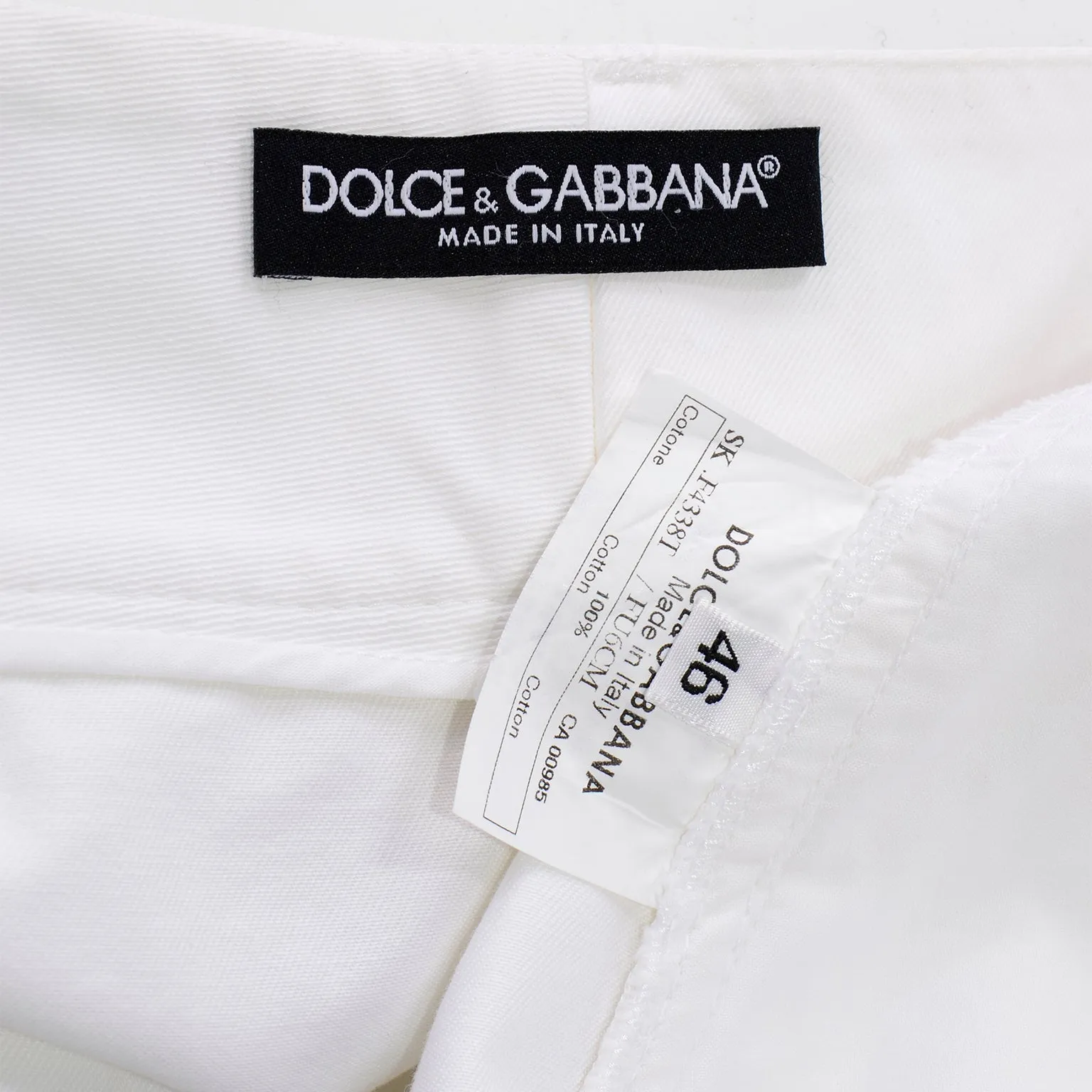 1990s Dolce & Gabbana White Cotton Denim Pencil Skirt with Exposed Zipper