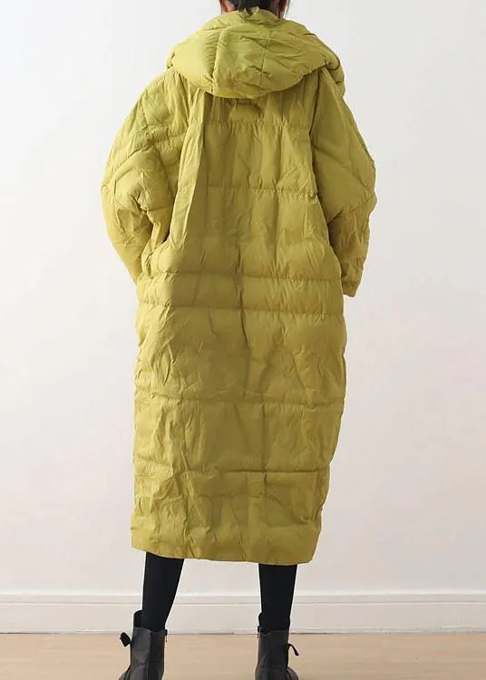 2021 Warm Yellow Down Coat original design literary retro overcoat