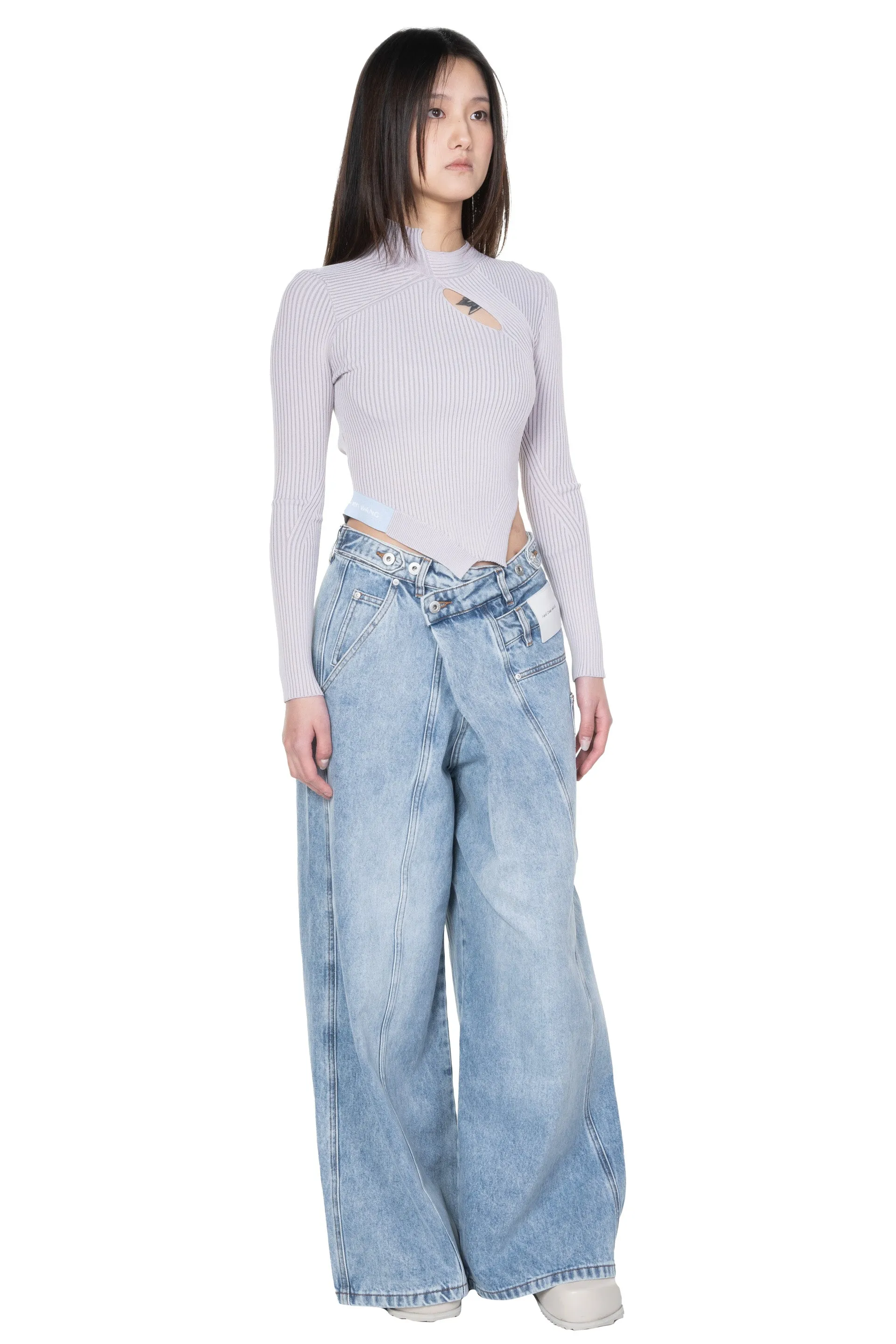 Asymmetric Wide Leg Jeans with Panel Remake