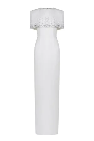 BRADFORD WHITE GOWN WITH SHOULDER CAPE