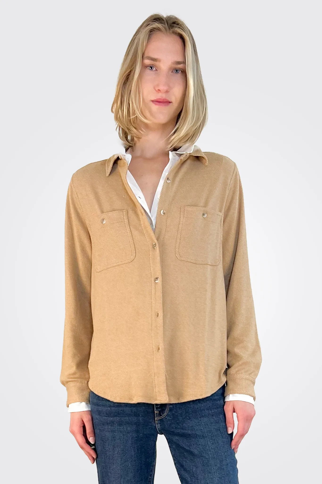 Button Up Shacket - Camel