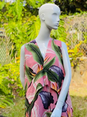 Cora Spearman Hawaii WOMENS Birds Of Paradise Mauve Asymmetrical Top 