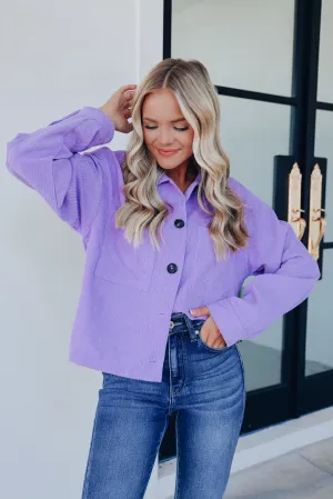 Cote Corduroy Cropped Shacket - Violet