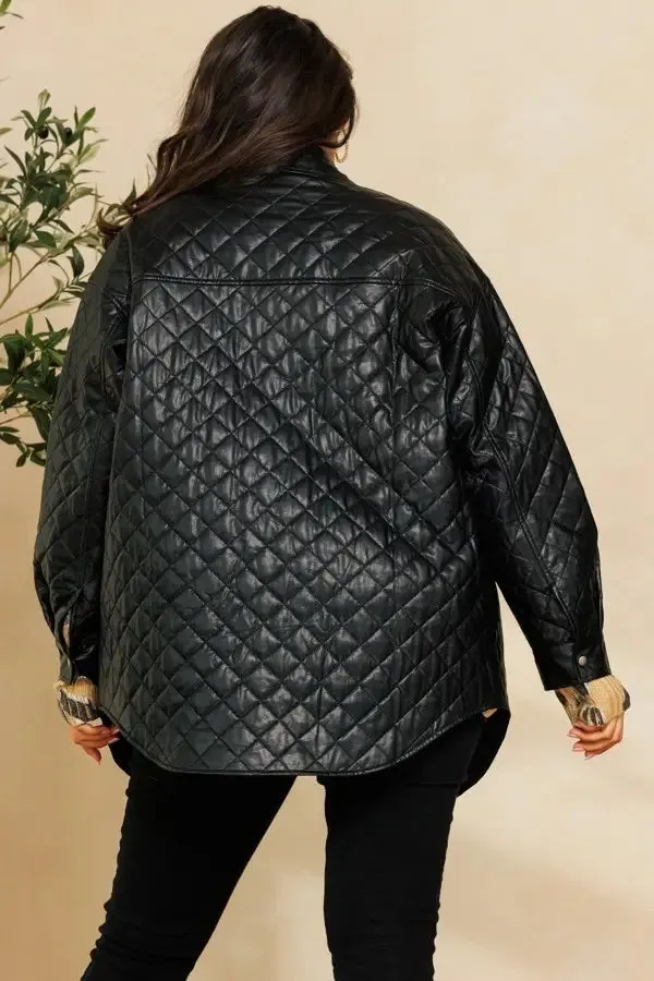 Curvy Girl Diamond Quilted Leather Jacket