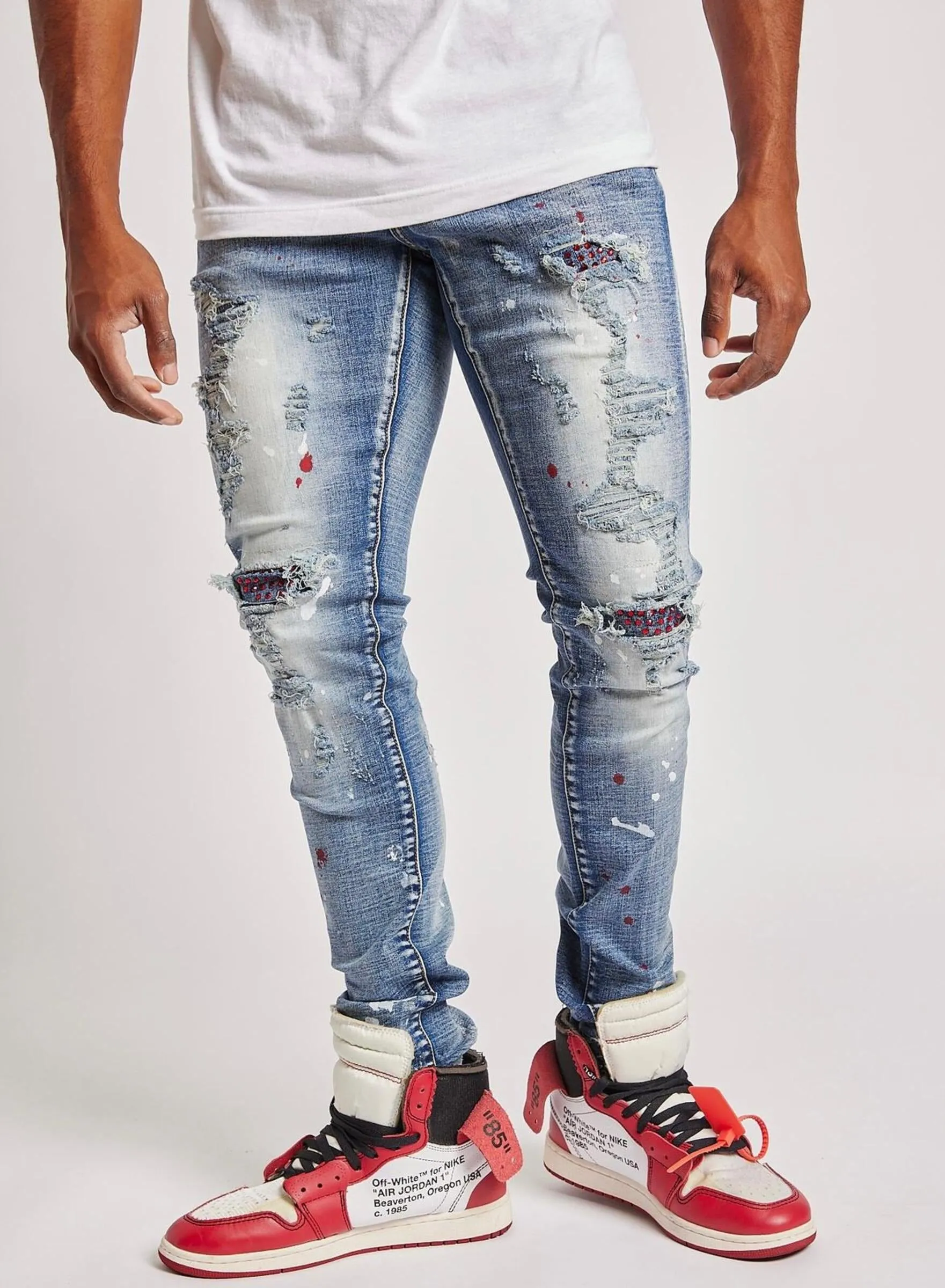 Damati Atlantis Blue Denim (Red Stones/Paint Splatter)