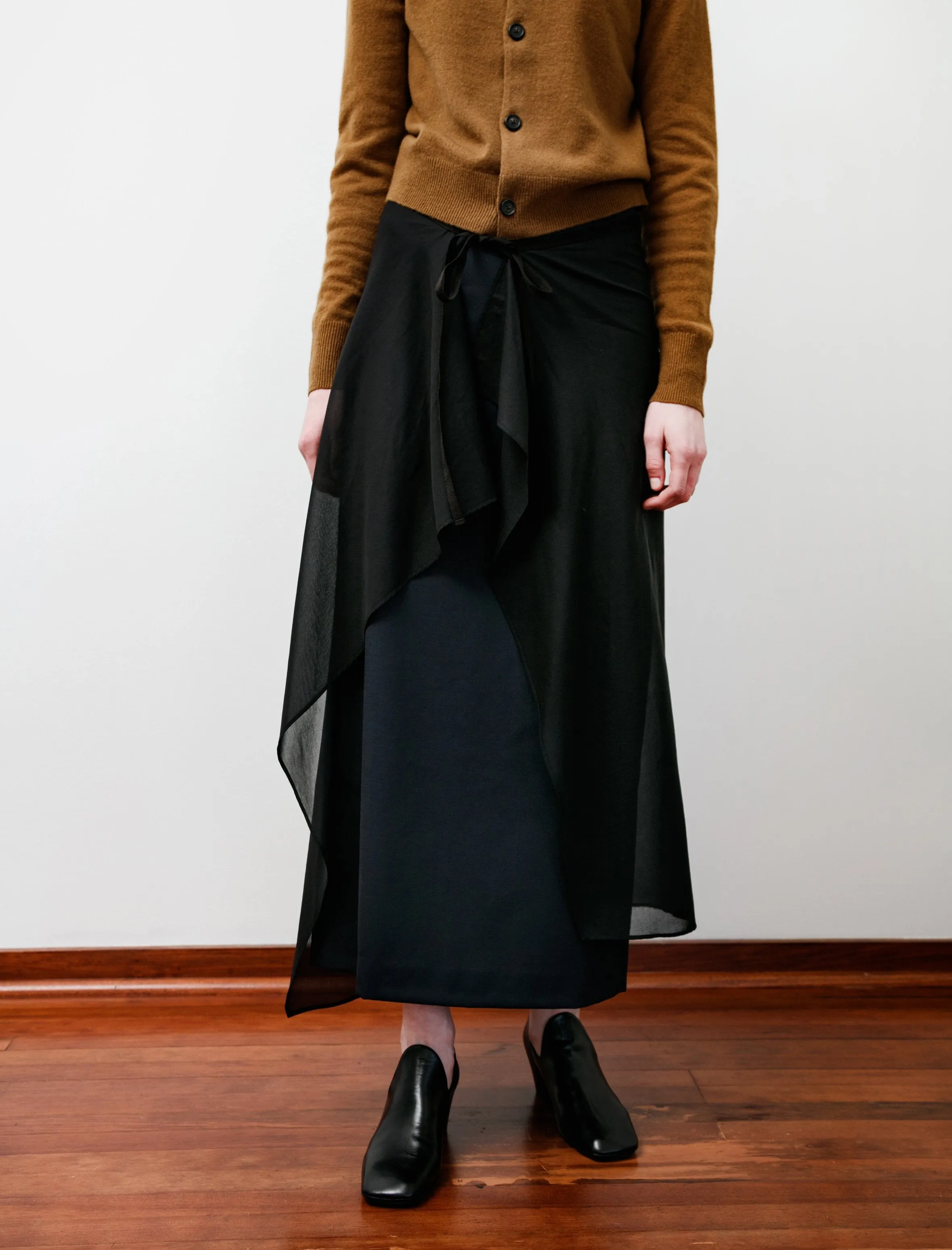 Double Layer Float Skirt Black/Navy