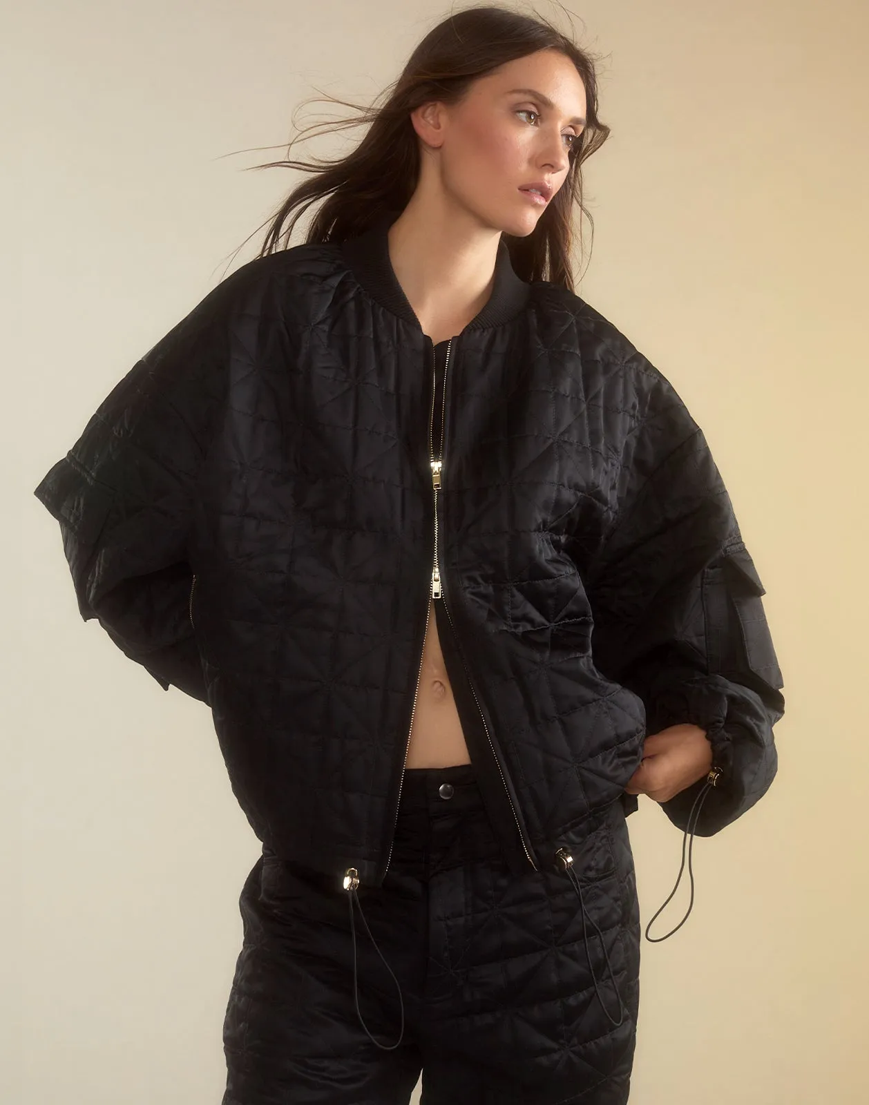 Downtown Quilted Bomber Jacket