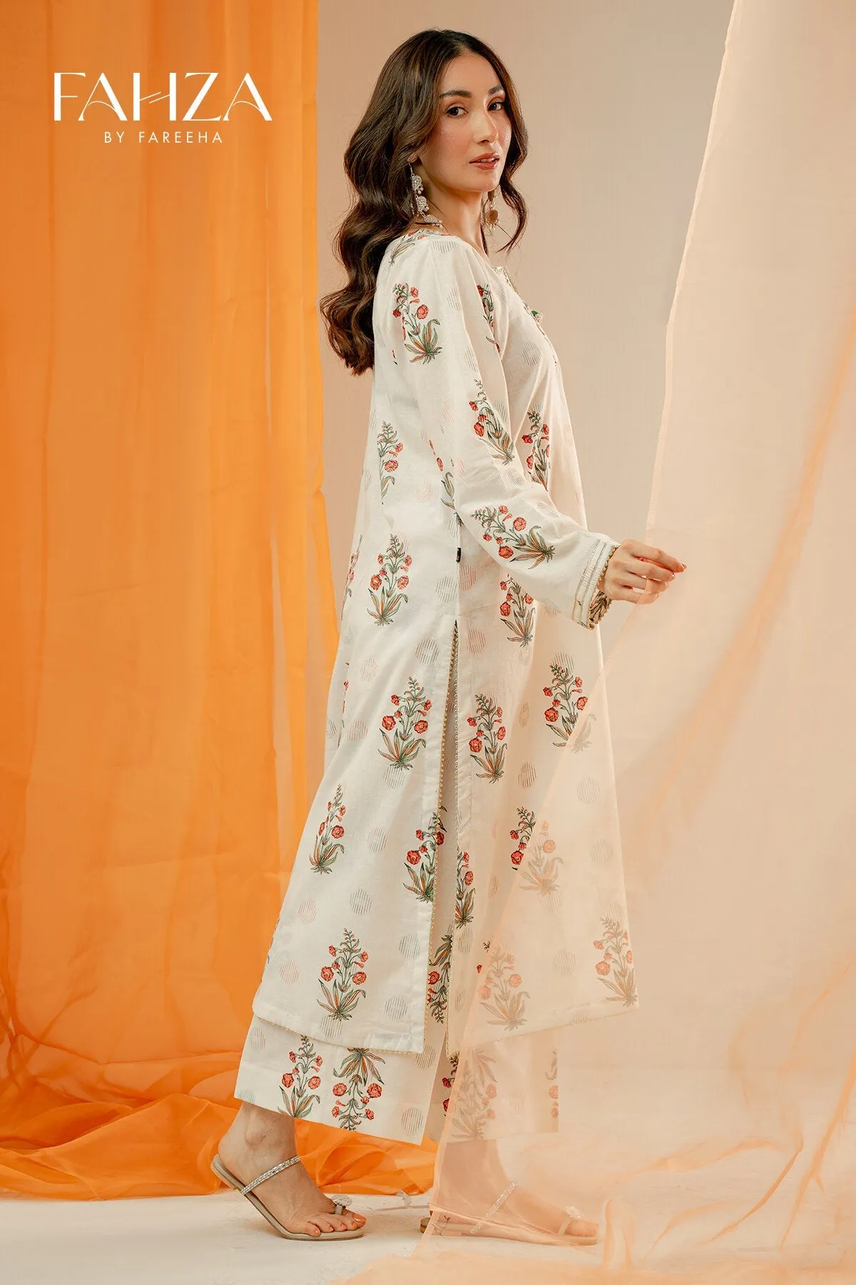 Fahza by Fareeha - Aria - Cream White - Cotton Lawn - 2 Piece