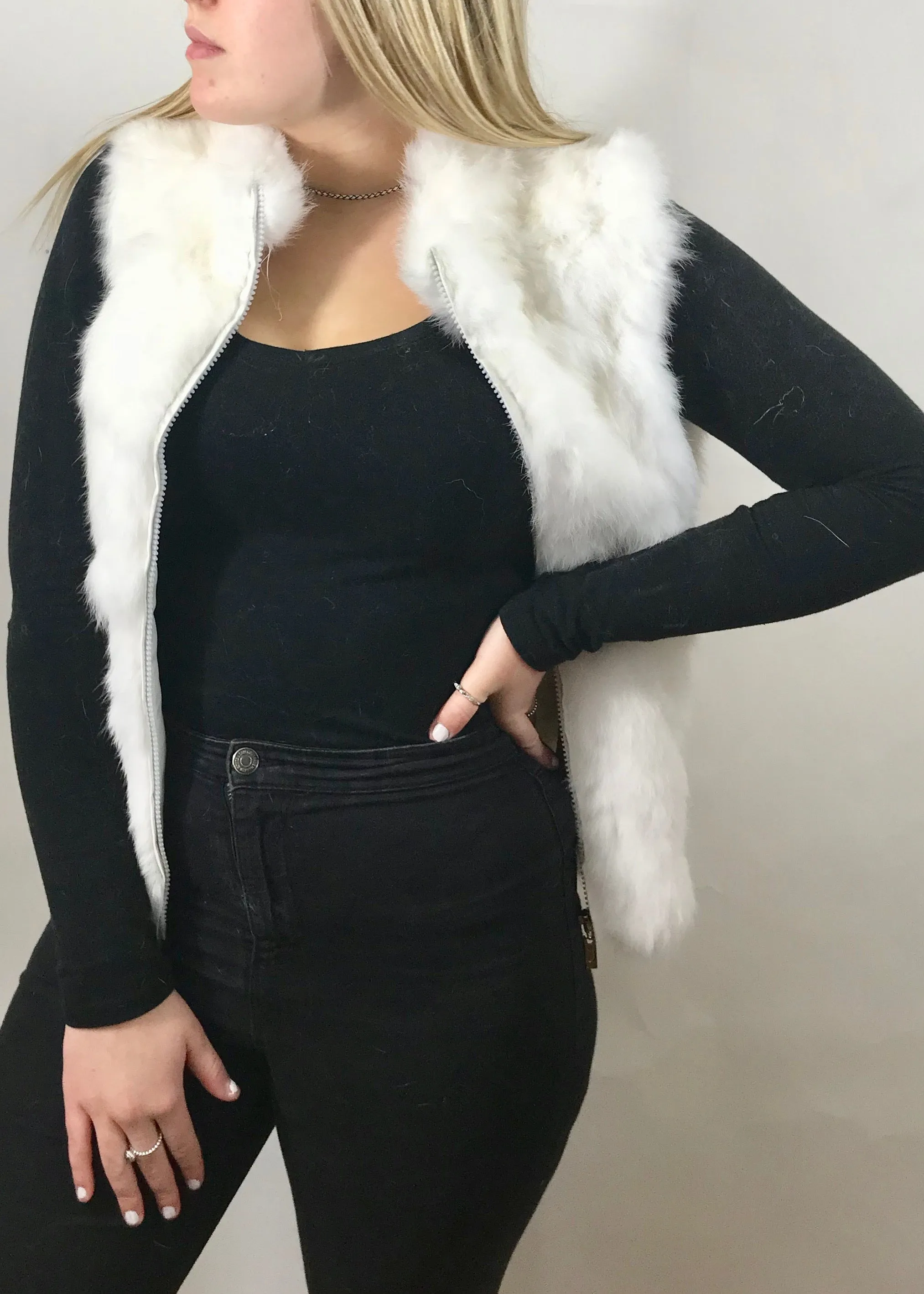 Fur Gilet in Pink by Feathers Of Italy