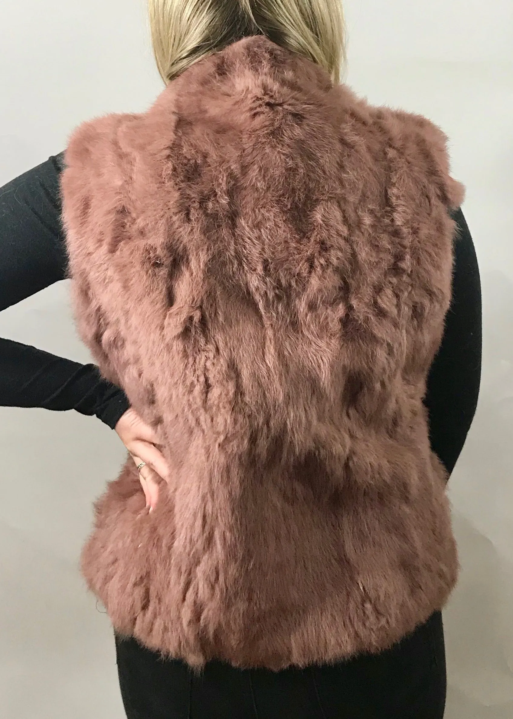 Fur Gilet in Pink by Feathers Of Italy