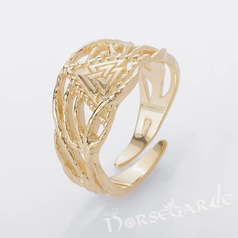 Handcrafted Brambles Valknut Band - Gold