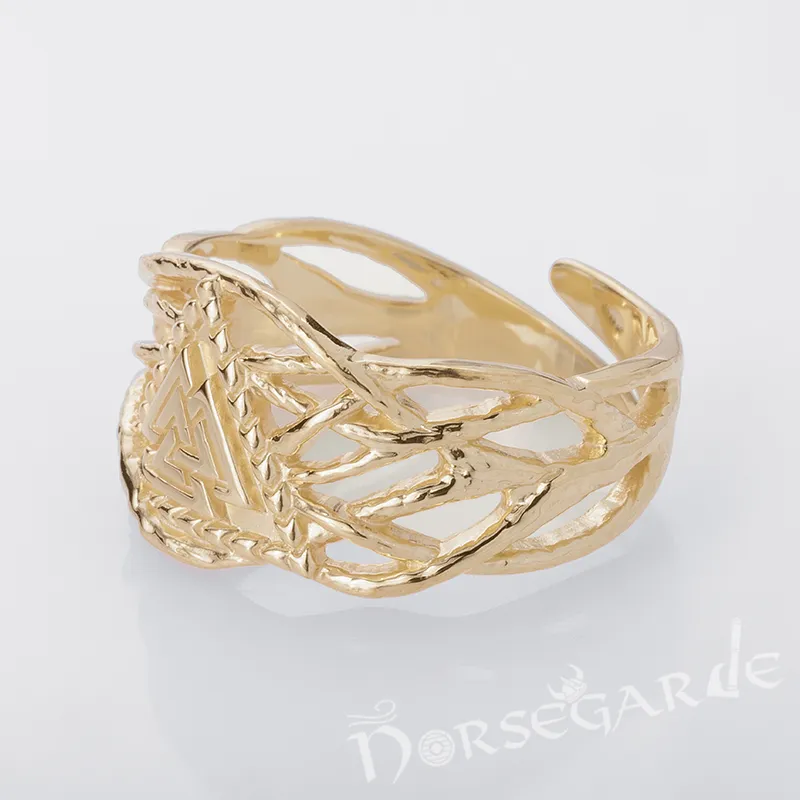 Handcrafted Brambles Valknut Band - Gold