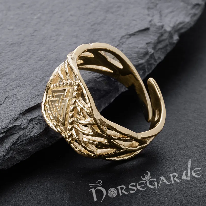 Handcrafted Brambles Valknut Band - Gold