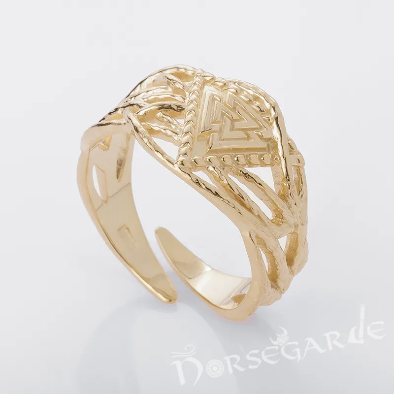 Handcrafted Brambles Valknut Band - Gold