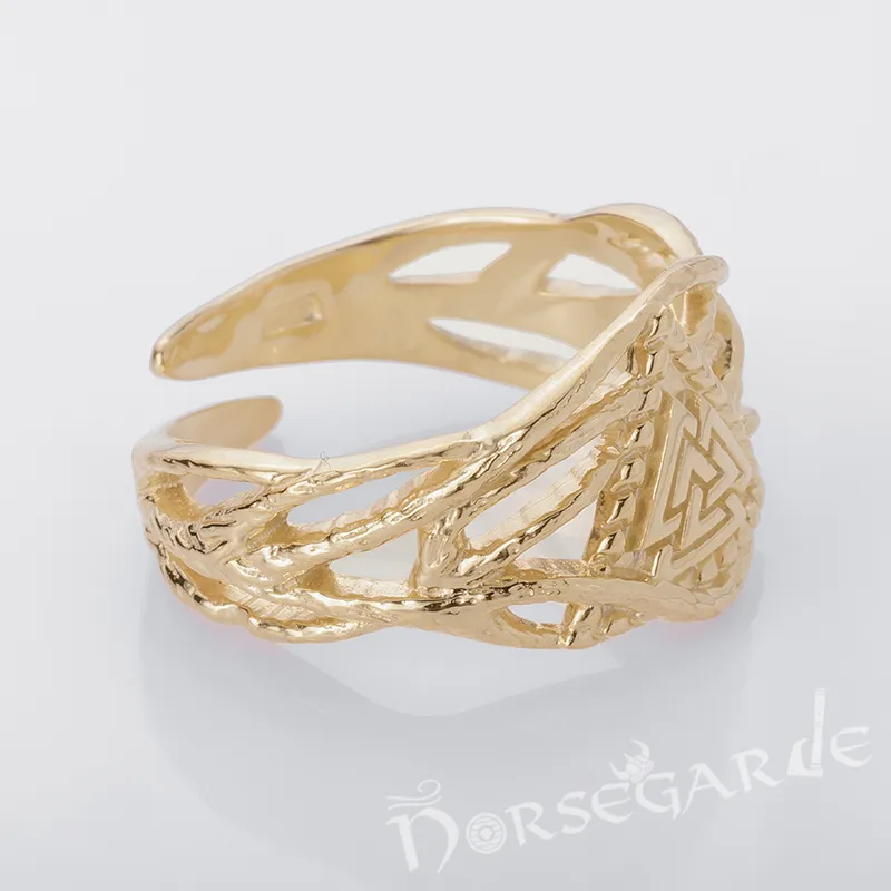 Handcrafted Brambles Valknut Band - Gold