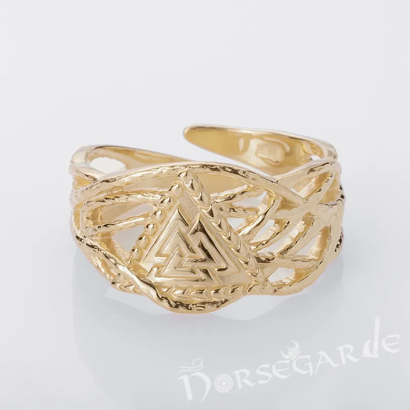 Handcrafted Brambles Valknut Band - Gold