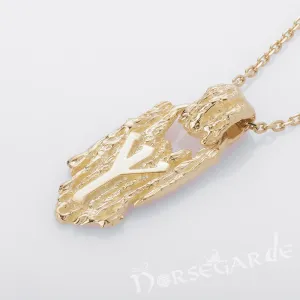 Handcrafted Druid Algiz Pendant - Gold