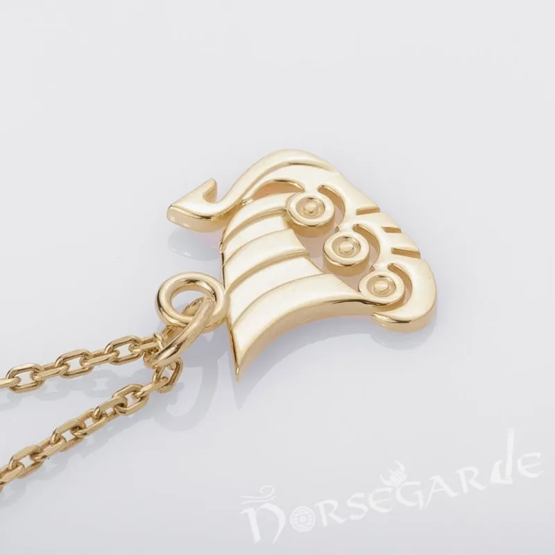 Handcrafted Miniature Drakkar Pendant - Gold