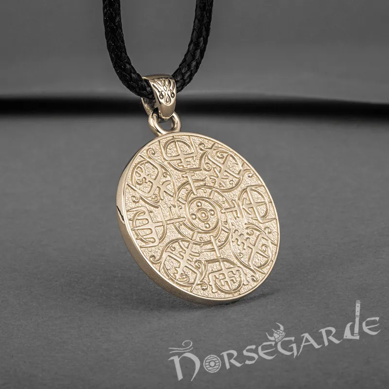 Handcrafted Vegvisir Rune Amulet - Gold