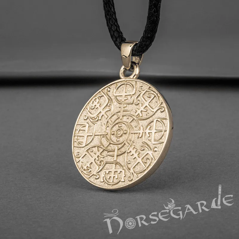 Handcrafted Vegvisir Rune Amulet - Gold