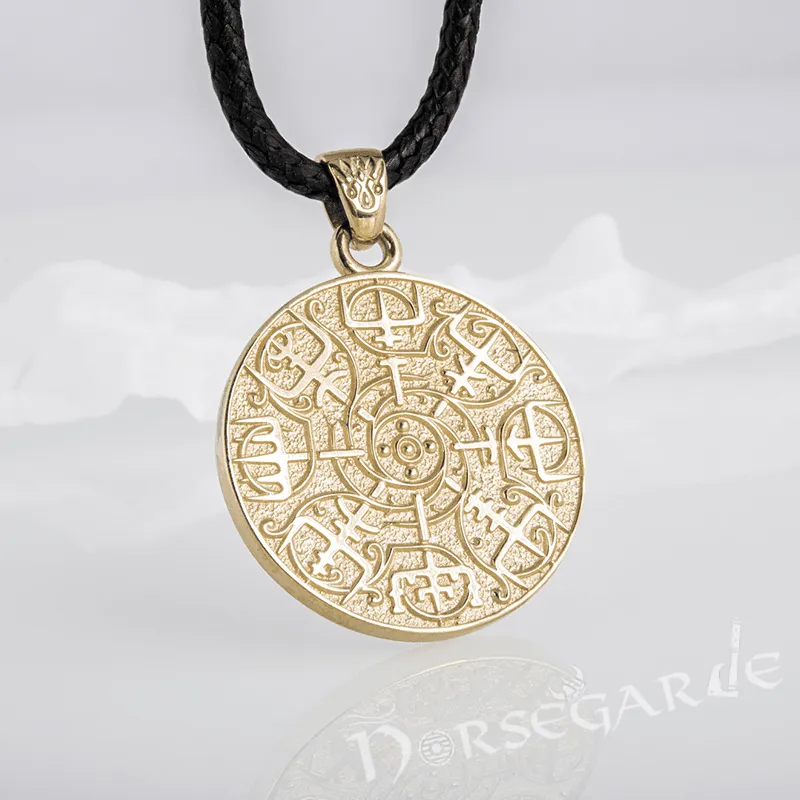 Handcrafted Vegvisir Rune Amulet - Gold