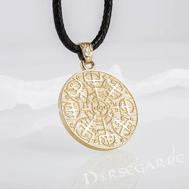 Handcrafted Vegvisir Rune Amulet - Gold