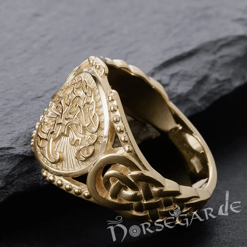 Handcrafted Yggdrasil Braid Ornament Ring - Gold