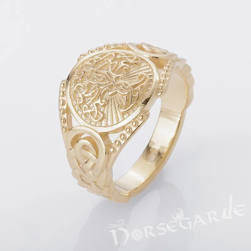 Handcrafted Yggdrasil Braid Ornament Ring - Gold