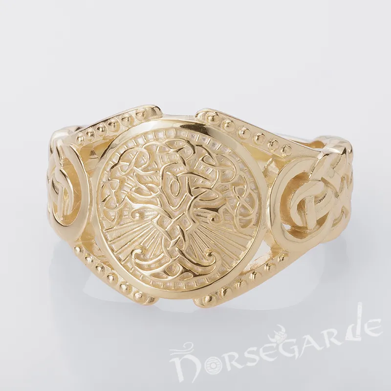 Handcrafted Yggdrasil Braid Ornament Ring - Gold