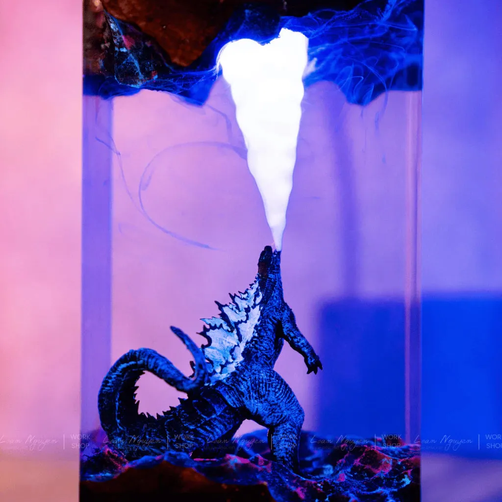 Handmade Vertical Godzilla Night Lamp, Sky-Breaking Design, for Desk or Bedroom Decoration, Perfect as a Gift