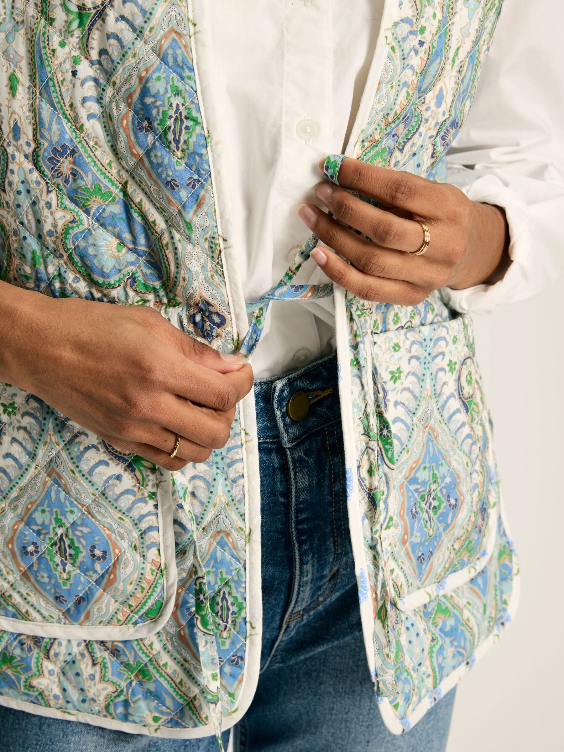 Hatfield Paisley Cotton Quilted Gilet