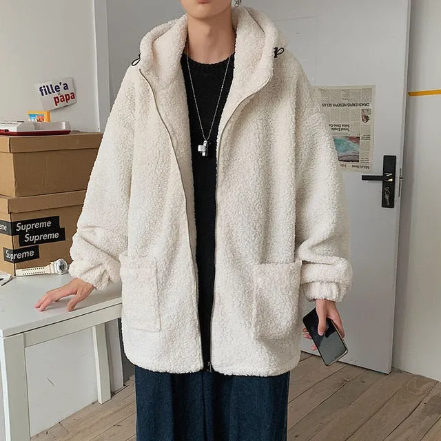 [Korean Style] 3 Color Lamb Fur Hoodie Jackets