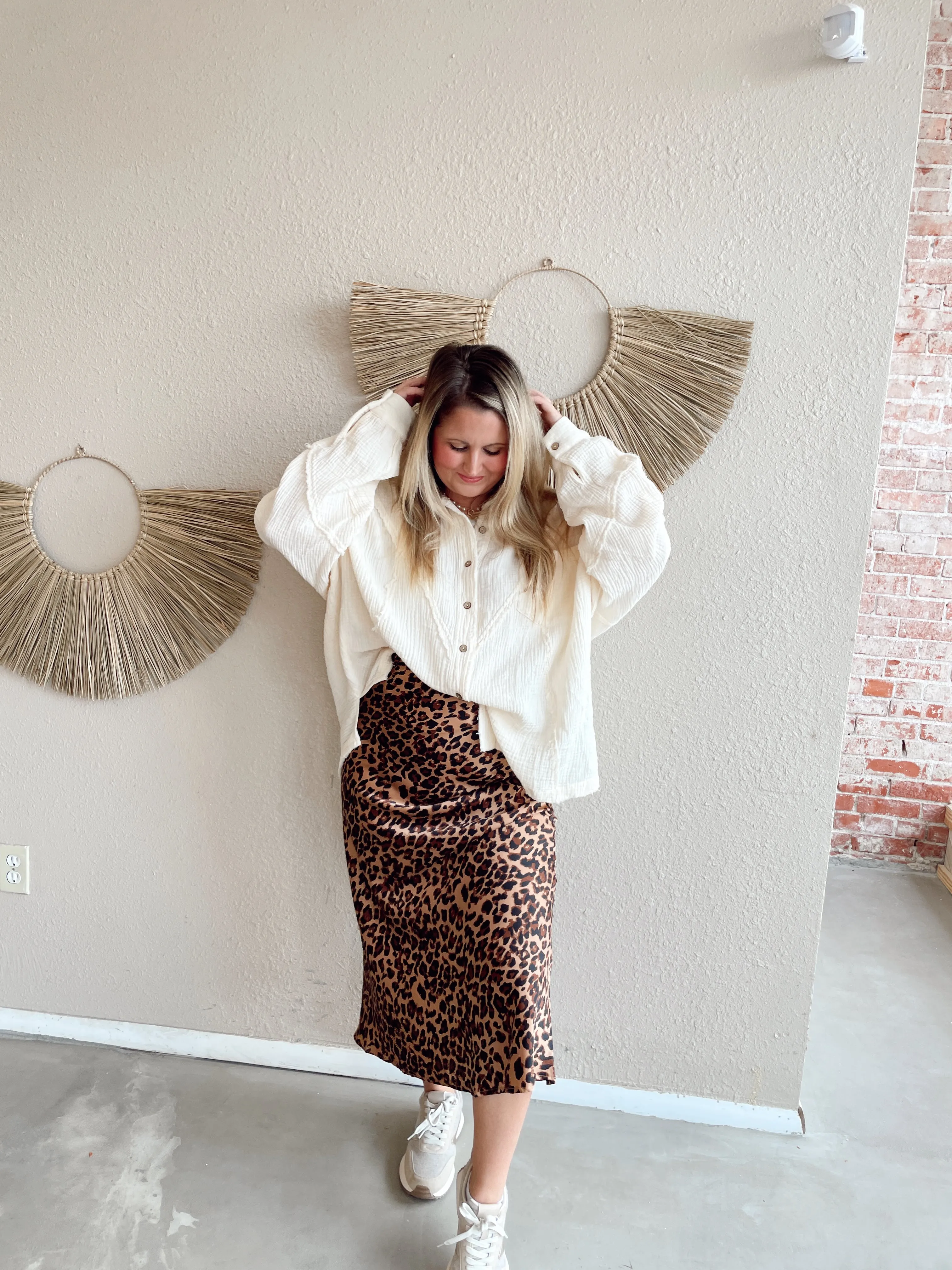 Leopard Midi Skirt in Brown