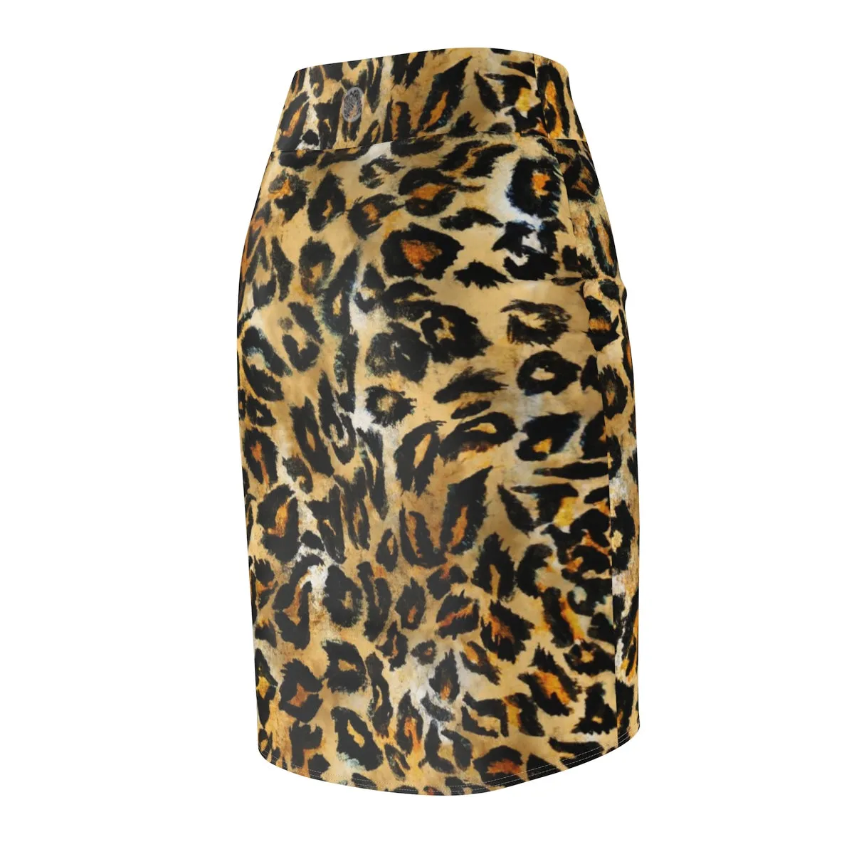 Leopard Print Women's Pencil Skirt, Animal Print Designer Skirt -Made in USA(Size XS-2XL)