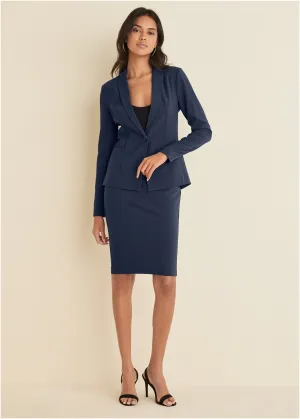 Pencil Skirt Suit Set - Navy