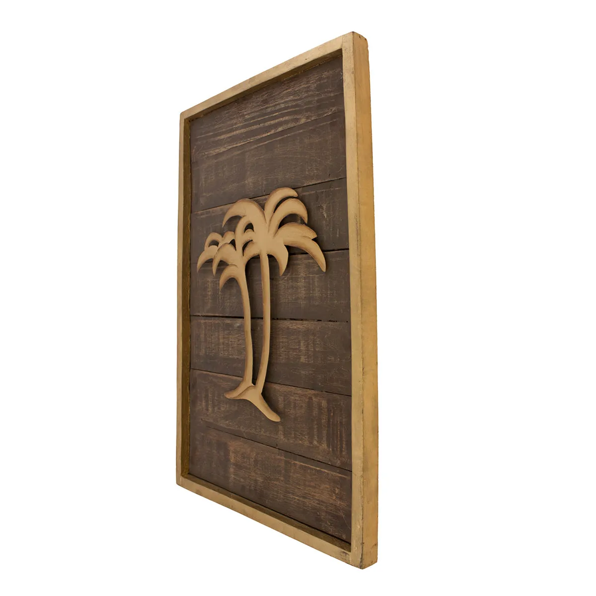 Pine Wood Wall Decor with Palms