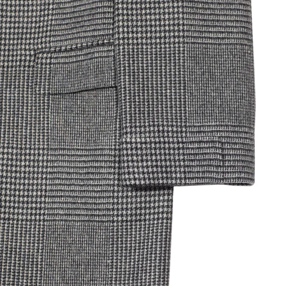 "Starry Night" long coat in grey Prince-of-Wales check melton wool