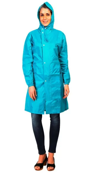 Romano nx 100% Waterproof Premium Quality Heavy Duty Double Layer Hooded Long Raincoat Women in a Storage Bag