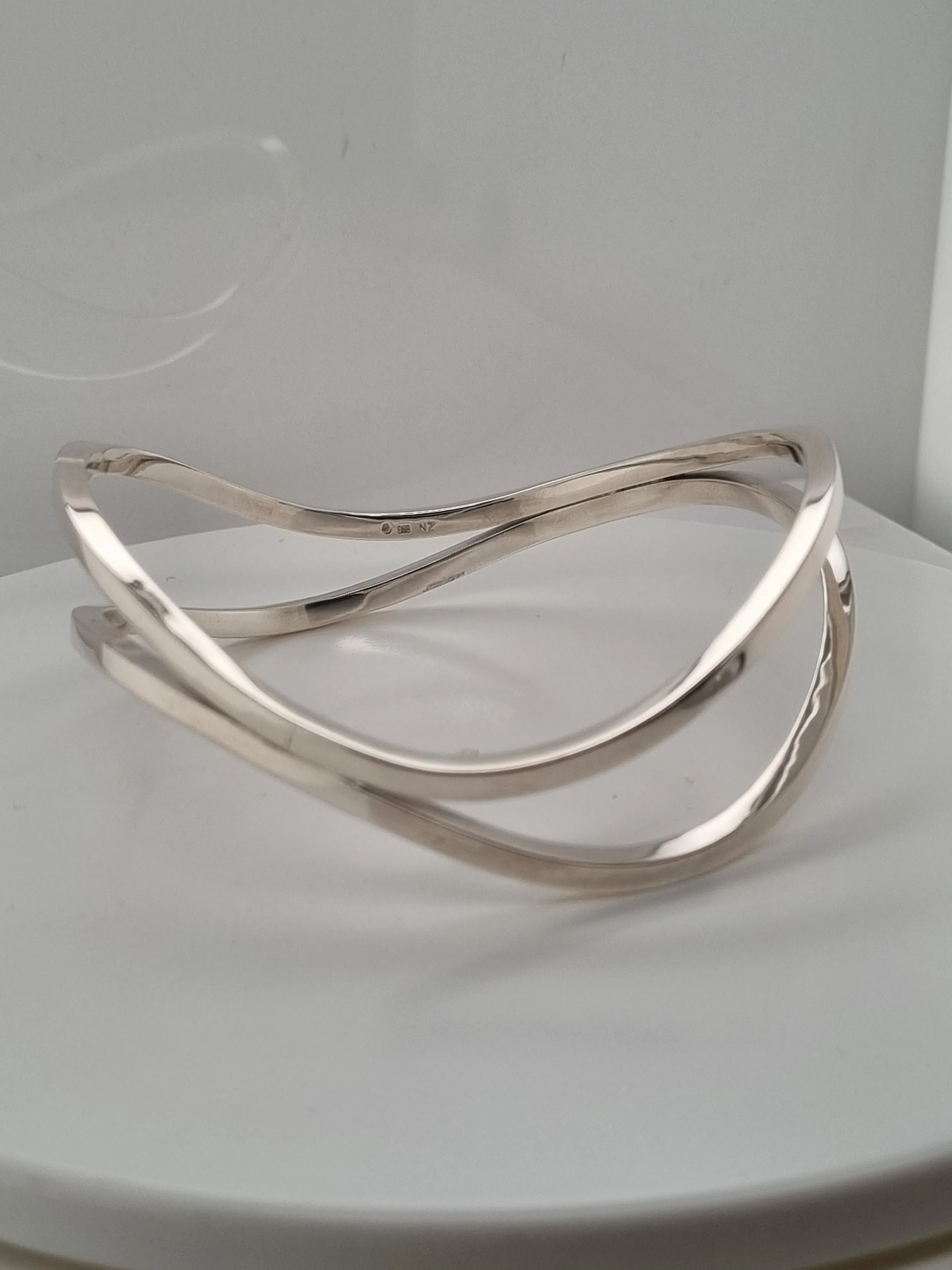 Sterling Silver double wave handcrafted bangle