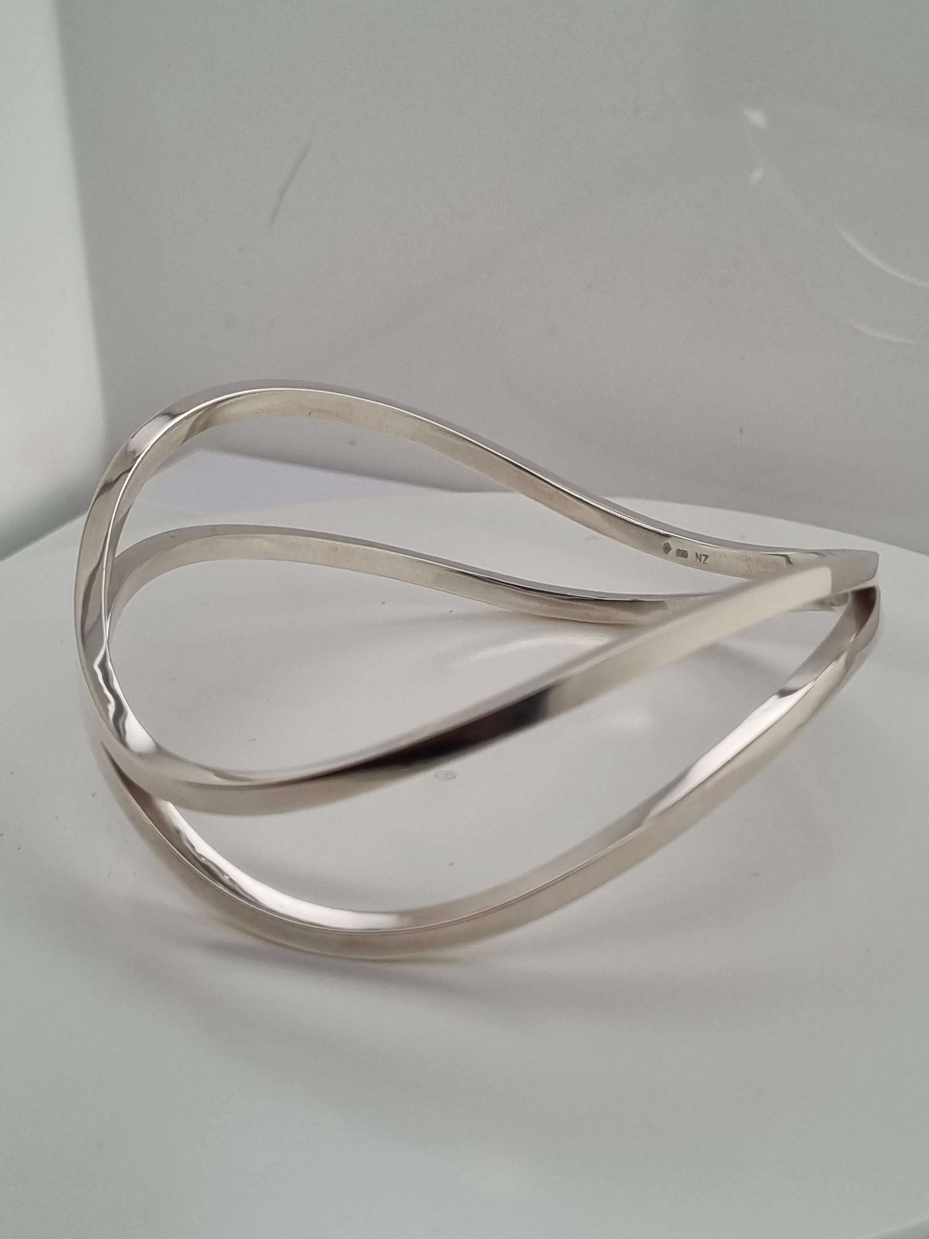 Sterling Silver double wave handcrafted bangle