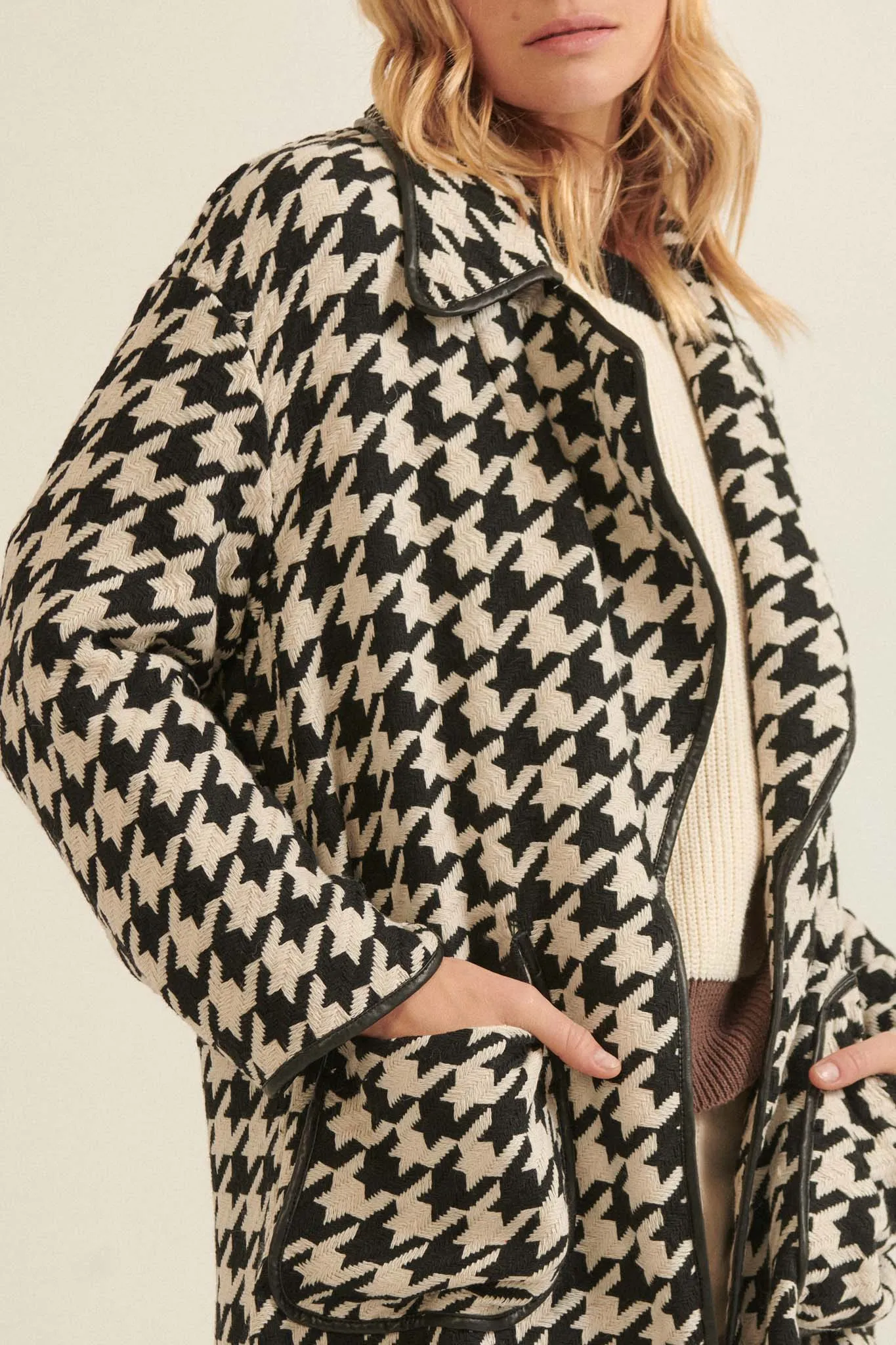 Style Hunter Houndstooth Tweed Overcoat