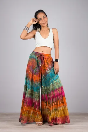 Tie dye pants | Tiered Wide leg festival pants | Rainbow pants