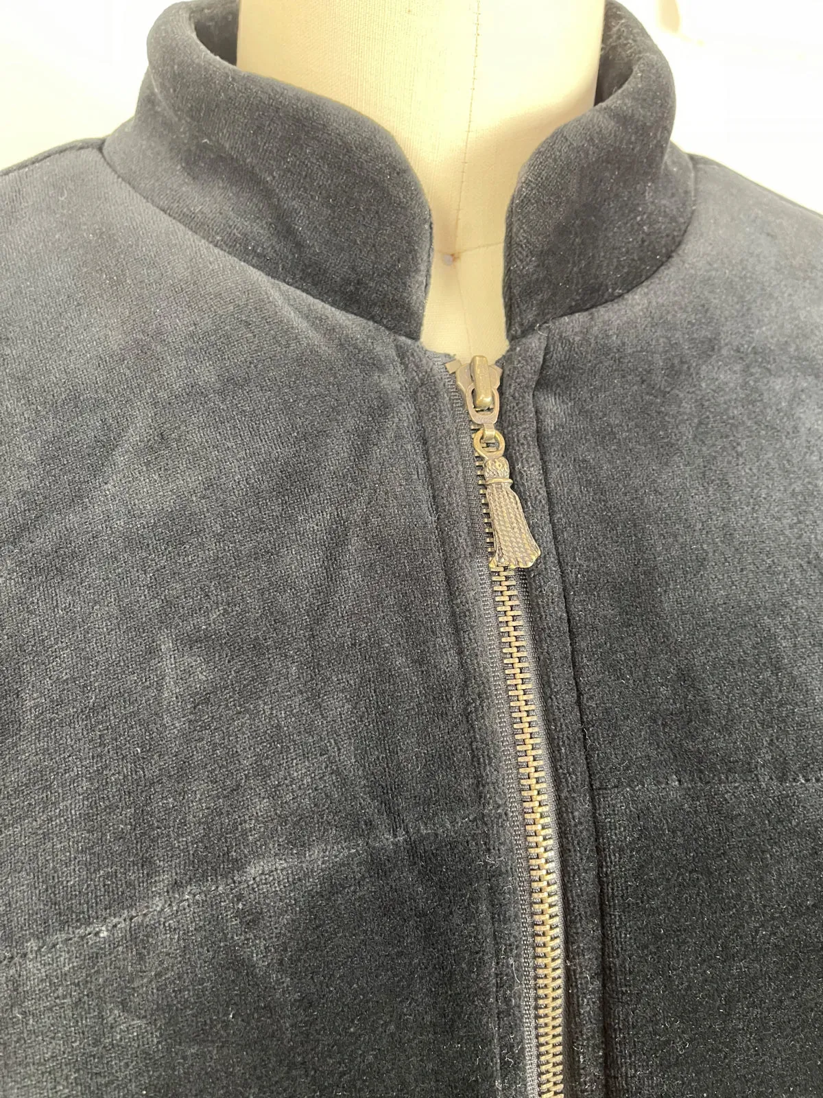 Vintage Black Velour Puffer Jacket