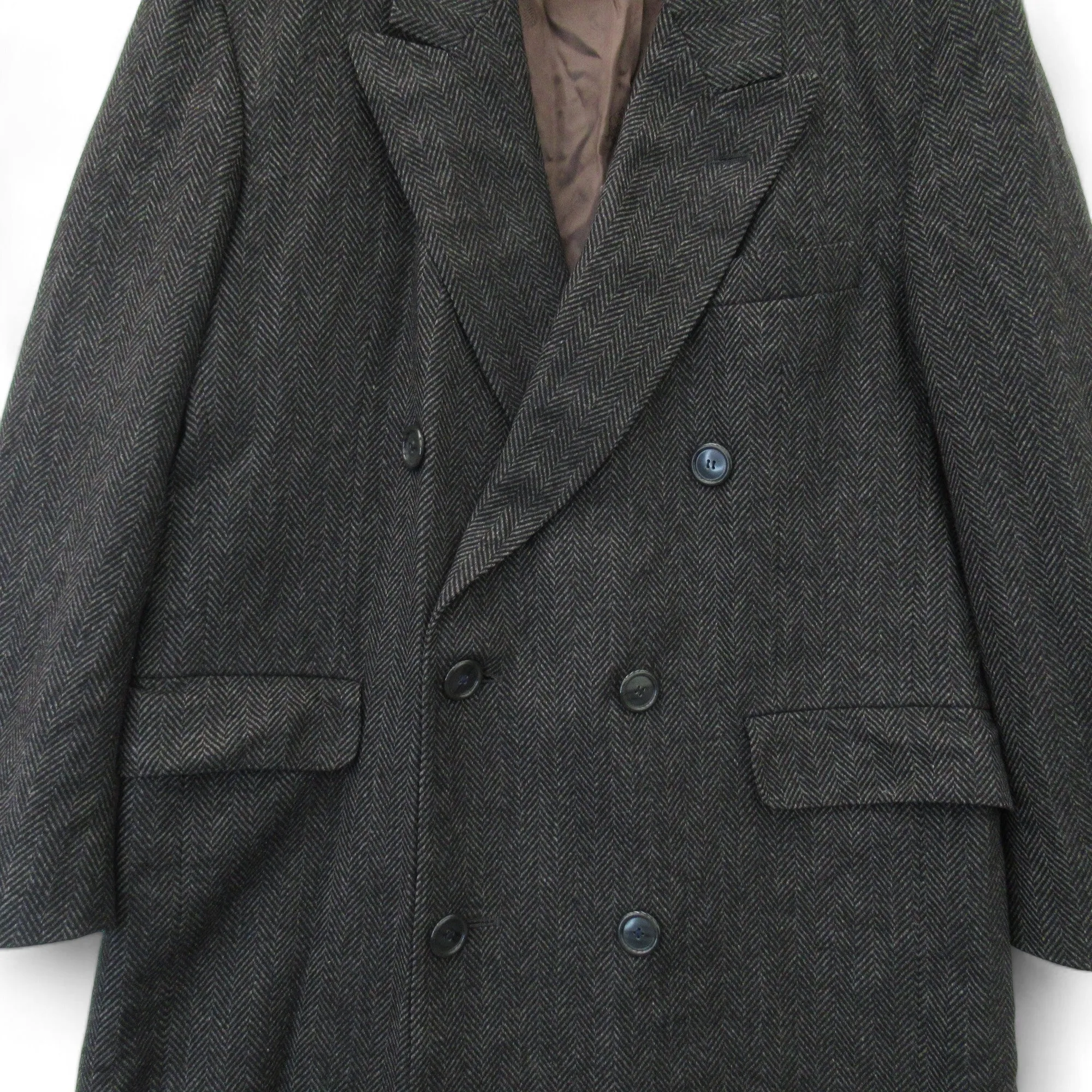 Vintage C40 Reg Black Grey Wool Overcoat Menswear | Preloved