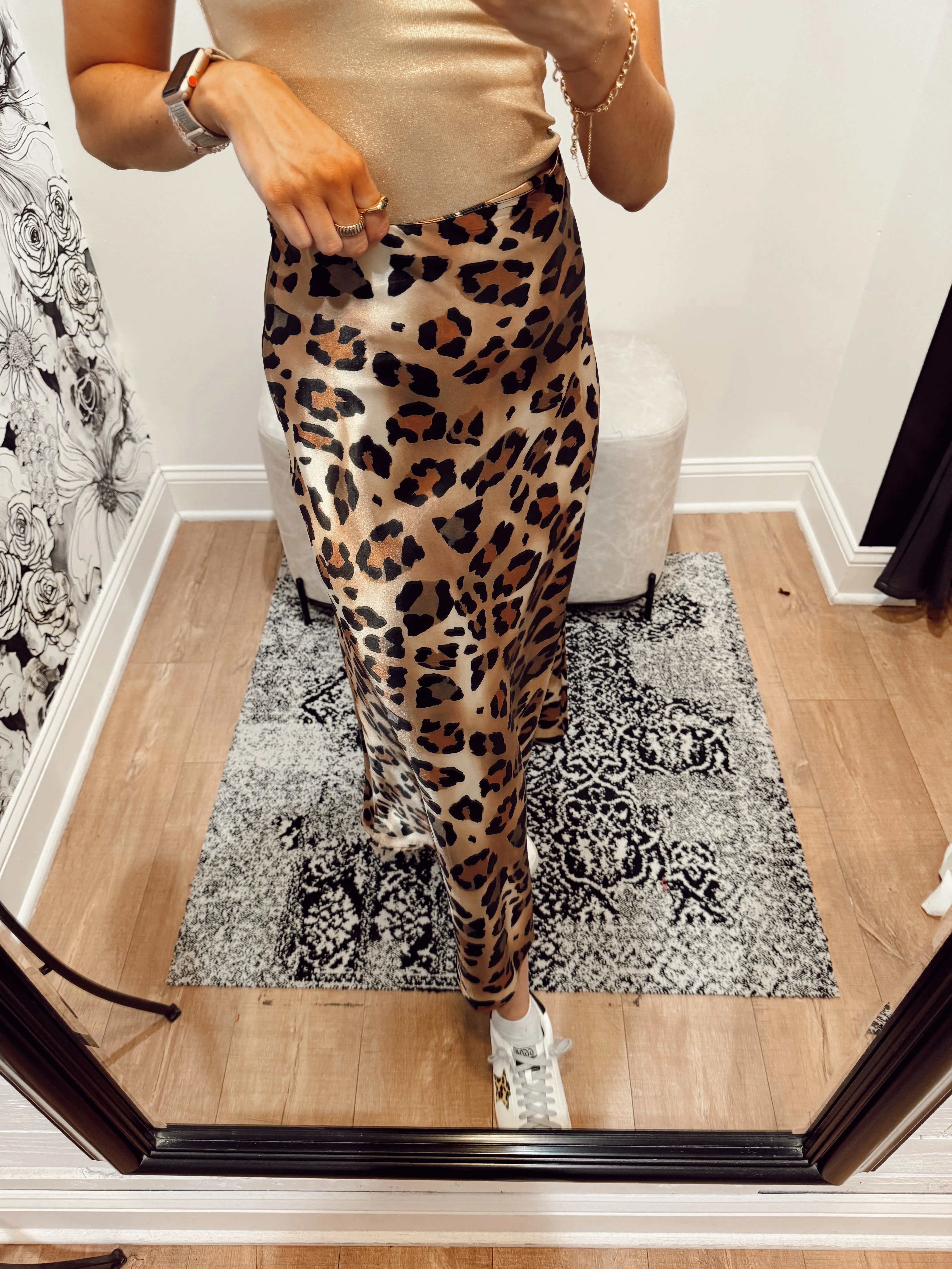 Vintage Leopard Satin Skirt