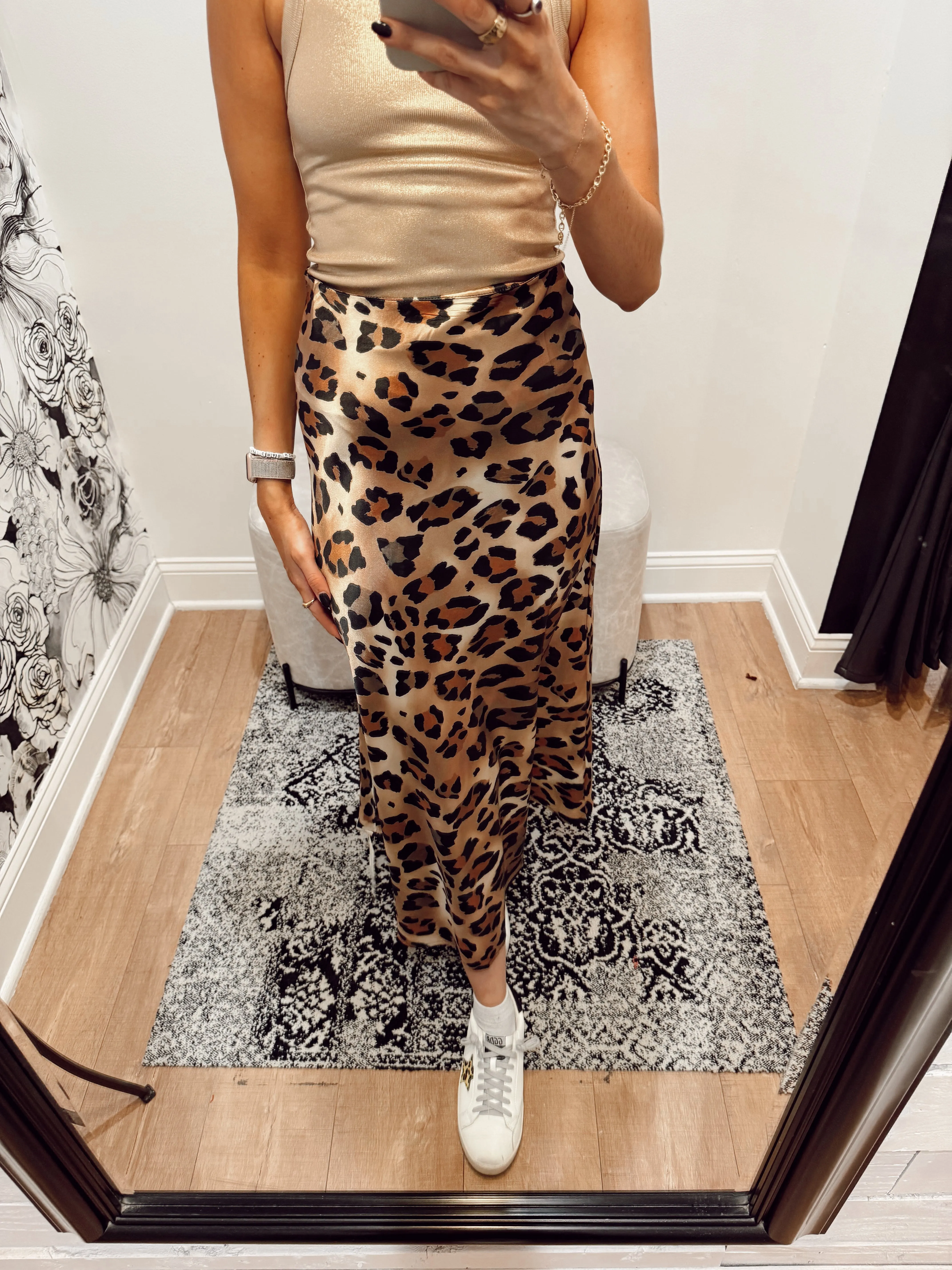 Vintage Leopard Satin Skirt