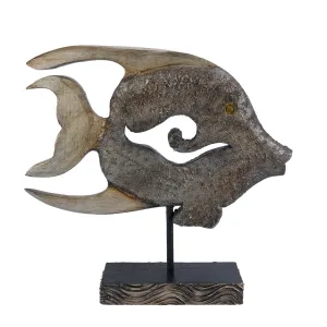 Wood Cut Out Fish on Stand