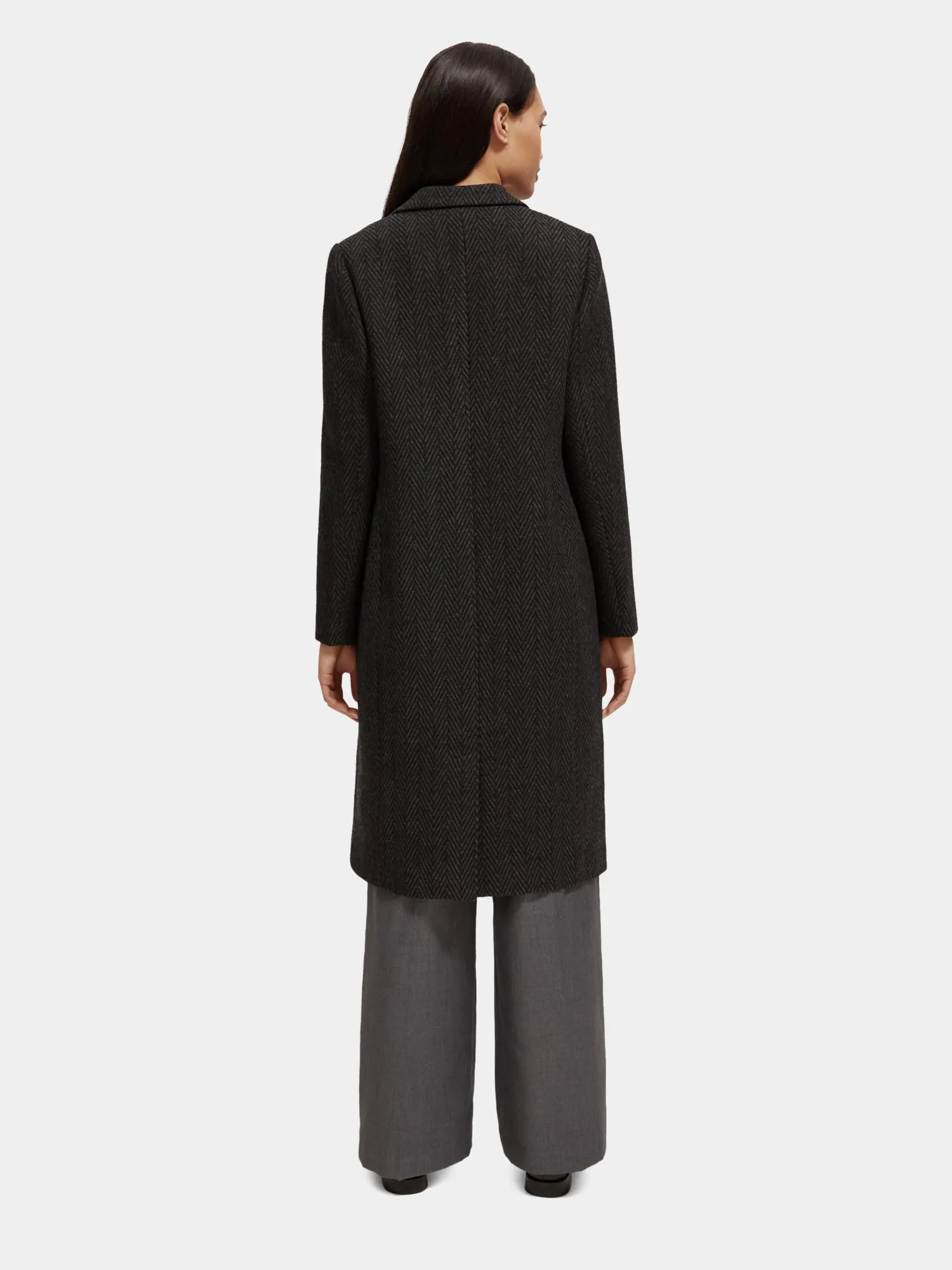 Wool-blend tailored coat